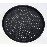 Abnturk 40CM Delikli Alüminyum Granit Pizza Tavası Yapıştırmaz Sığ Kenar Eniyi Pizza Pişirme Fırın Tepsisi - 40 cm - Siyah