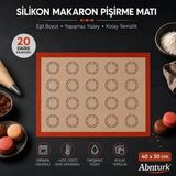 Abnturk 40X30CM Fırınlanabilir Yıkanabilir Kendinden Yağlı Yapışmaz Makaron Şekilli Silikon Pişirme Matı ve Hamur Açma Matı Silpat