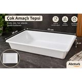 Abnturk 43X28X8CM Beyaz Plastik Peynir Leğeni- Orta Boy Peynir Gıda Küveti Çok Amaçlı Derin Tepsi-2 No Köşeli Küvet