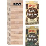 abnturk 54 Parça Jenga,denge Oyunu ve Anlat Bakalım Tabu Seri 1+2 Kartları Özel Takım - Ahşap