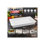 Abnturk 54X38X8CM Beyaz Plastik Peynir Leğeni- Büyük Boy Peynir Gıda Küveti Çok Amaçlı Derin Tepsi-4 No Köşeli Küvet
