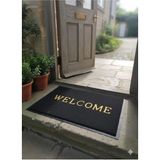 abnturk 57x38cmKapı Önü Paspas Siyah Welcome Yazılı RENK GARANTİSİ YOK SİYAH BİTTİ - 57 x 37 cm