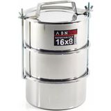 abnturk 6-9 Kişilik Temek Taşıyıcı Karavana 16X8CM Tabldot Tipi Paslanmaz Çelik 3lü Sefer Tası Vidalı Mod - 1 Adet