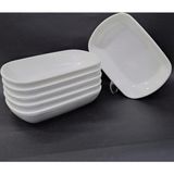 abnturk 6 Adet Beyaz Melamin Kayık Tabak 14X10CM Orta Boy Salata Tabağı