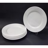 abnturk 6 Adet Beyaz Melamin Tatlı,Pasta Servis Tabağı 21cm Sığ Tabak Günlük Kullanıma Hesaplı Ordövr Tabak