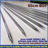 abnturk 6 Adet Eniyi Kalite Çelik 60CM Uzun Boy Metal Çöpşiş Mangal Barbekü 304 Kalite Çelik Köşeli Çöp Şiş