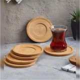 abnturk 6 Adet Kaliteli Yuvarlak Bambu Çay ve Kahve Fincanı Altlığı - 0 - 19 L