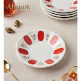 Abnturk 6 Adet Kırılmaz Kırmızı Melamin Çay Tabağı Porselen Görünümlü Porselenden Daha Kaliteli Sağlam Ultra Lüks Kaliteli - 10 Adet - 100 ml