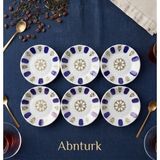 Abnturk 6 Adet Kırılmaz Mavi Melamin Çay Tabağı Porselen Görünümlü Porselenden Daha Kaliteli Sağlam Ultra Lüks Kaliteli - 10 Adet - 100 ml