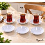 Abnturk 6 Adet Porselen Görünümlü Kırılmaz Düz Beyaz Melamin Çay Tabağı Porselenden Daha Kaliteli Sağlam Ultra Lüks Kahveci Çay Tabağı - 10 Adet - 100 ml