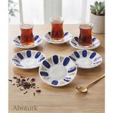 Abnturk 6 Adet Porselen Görünümlü Kırılmaz Mavi Melamin Çay Tabağı Porselenden Daha Kaliteli Sağlam Ultra Lüks Kahveci Çay Tabağı - 100 ml