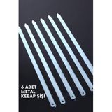 abnturk 6 Adet Profesyonel Paslanmaz Metal Kıyma Şiş Urfa Adana Antep Kebap Şişi, mlk3042036