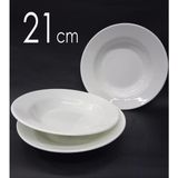 abnturk 6 Adet Sağlam Beyaz Melamin Çukur Yemek Tabağı 21CM Ev Lokanta Tipi Tabak Porsiyon Suluyemek Servisi