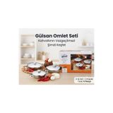 abnturk 6 Parça Paslanmaz Çelik Omlet ve Sahan Seti Çelik Kapaklı Kahvaltılık Tava Takımı