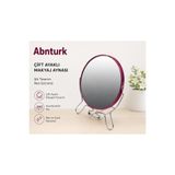 abnturk 6'' Yuvarlak Makyaj Aynası-Büyütme ve Normal Çift Yönlü Kullanım Ayaklı Metal Çerçeveli Ayna