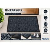 Abnturk 60X40CM Mavi Sade Şık Kapı Önü Paspası-Lastik Tabanlı Kaydırmaz Paspas - Gri - Mavi