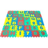 abnturk 72 Parçalı Eva 9X9CM Mini Puzzle Harf Sayı Eğitici Oyun Halısı 36 Puzzle+36 Harf ve Sayı - Renkli - 90 x 260 cm