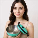 abnturk Beslenme ve Taşıma Kabı ( Sefer Tası) Paslanmaz Çelik Iç Kaplama Sızdırmaz Kilitli Kp 500 ml Yeşil - 0,5 - Mavi