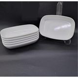 abnturk Beyaz Melamin Kayık Orta Boy Salata Tabağı Oval 17 x 12 cm 6'lı