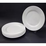 Abnturk Beyaz Melamin Tatlı Pasta Servis Tabağı Sığ Tabak 12 Adet 21 cm