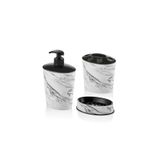 abnturk Beyaz Mermer Desen 3 Parça Banyo Lavabo Seti Diş Fırçalık Sıvı+katı Sabunluk Kırılmaz Özel Plastik abn-2006222202