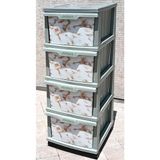 abnturk Büyük Boy Beyaz Mermer Desenli 4 Çekmeceli Tekerlekli Komidin Yükseklik 93CM 43X38 Demonte Dolap Raf - Beyaz - Gri