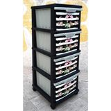abnturk Büyük Boy Flamingo Desen 4 Çekmeceli Tekerlekli Komidin Yükseklik 93cm 43x38 Demonte Dolap Raf