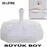 abnturk Büyük Boy Şemsiye Bidonu 20 Litre Beyaz Plaj Bahçe Şemsiyelerine Uyumlu Plastik Altlık