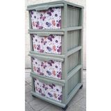 abnturk Büyük Boy Uçuşan Kelebek Desen 4 Çekmeceli Tekerlekli Komidin Yükseklik 93CM 43X38 Demonte Dolap Raf - Karışık