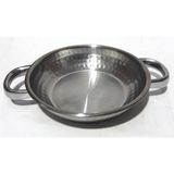 Abnturk Çift Saplı Çekiç Dövme Paslanmaz Mat Çelikten 16CM Yumurta Tavası 35MM Derinlikte Sahan Yumurta Tava - Gri