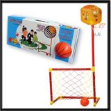 Abnturk Çocuklar Için Interaktif Ev Spor Seti Portatif Futbol Kalesi ve Basket Potası 127CM Boyunda Basket Potası, 62CMFUTBOL Kalesi ile Mükemmel Oyun Seti - Renkli