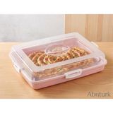 Abnturk Dikdörtgen Pasta Börek Kek Saklama Kabı Taşınabilir Sunum Fanusu 43X29CM - 001-Renkli