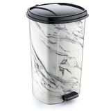 abnturk Hediye +1 Pedal ile Beyaz Mermer Desenli 20 Litre içi Çıkabilen BüyükBoy Pedallı Çöp Kovası Ø33 h:40