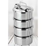 abnturk Isıtılabilir Çelik Sefer Tası 4 Litre Paslanmaz 5-6 Kişilk 4 Kap Sefertası Yemek Taşıma Kabı 17X22CM - 1 Adet