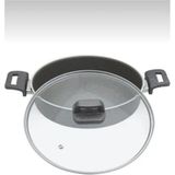 abnturk Kalın Granit Yanmaz Yapışmaz Basık Karnıyarık Pilav Tenceresi 24CM - Gri