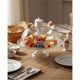 abnturk Kristal Kek Fanusu Tam Korumalı Şeffaf Sunumluk Ayaklı Kek Kurabiye Pasta Fanusu Gıda Standı 27CM - 1 m
