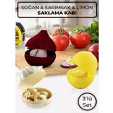abnturk Lüks Kaliteli 3’lü Soğan Sarımsak Limon Saklama Kabı Seti – Koku Geçirmez Mutfak Düzenleyici - 1 lt - Renkli