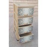abnturk Modern Mozaik Desen Büyük Boy 4 Çekmeceli Tekerlekli Komidin Yükseklik 93cm 43x38 Demonte Dolap Raf