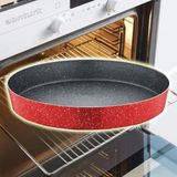 Abnturk N32 Ultra Lüks ⌀32CM Yuvarlak Granit Fırın Tepsisi Içi 4 Kat Teflon®granit Dışı Silikon Kaplı Tava - 32 cm - Siyah