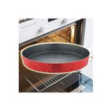 abnturk N40 Ultra Lüks Kalite ⌀40CM Yuvarlak Granit Fırın Tepsisi Içi 4 Kat Teflon®granit Dışı Silikon Kaplı
