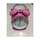 Abnturk Nostaljik Çalar Saat 16×11 Cm Ebatında Zilli Pil İle Çalışan Metal Pembe Masa Saati