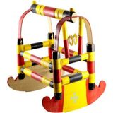 Abnturk Oyuncak Dekor Için Nostaljik Ahşap Beşik,tahta Beşik 30CM El Boyaması Orjinal Ahşap Beşik - 001-Renkli