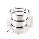 abnturk Paslanmaz Çelik 15X6CM 3 Kaplı Isıtılabilir Sefer Tası 3-4 Kişilik Yemek Taşıma Kabı 2.2 Lt 750ML X3