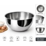 Abnturk Paslanmaz Çelik 2,5 Litre Mutfak Karıştırma Kasesi-Hamur Salata Çırpma Için Çok Amaçlı Hazırlık Kabı 210MM Çap 105MM Yükseklik - Gri - Belirtilmemiş