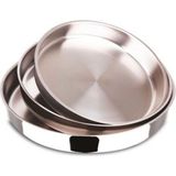 abnturk Paslanmaz Çelik 3lü Yuvarlak Fırın Tepsi Seti Smal&Large 22-30-42cm Kromaj Çelik Çok Amaçlı Kullanım