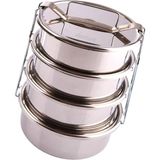 abnturk Paslanmaz Çelik 4lü Sefer Tası 2litre 2-4 Kişilik Yemek Taşıma Kabı 500ML X4 Kab Isıtılabilir Taslar - 1 Adet