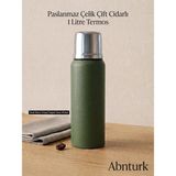Abnturk Paslanmaz Çelik Çift Cidarlı 1 Litre Taşınabilir Sızdırmaz Termos 24 Saat Sıcak 48 Saat Soğuk 72 Saat Buzlu Tutar - 1 lt