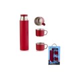 abnturk Paslanmaz Çelik Termos 3 Bardaklı 500ml Sıcaklığı 6 Saat Soğukluğu 12 Saat Koruyan Bordo Termos, TYCDEE058AA28D14F2D49C300