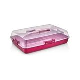 abnturk Pasta Börek Saklama Kutusu Tutmalı Plastik Taşıma Kabı 44CM - 4 lt - Pembe