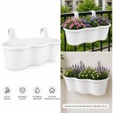 Abnturk Pratik Dayanıklı Şık 10LT Beyaz Sahra Askılı Saksı 54X28X25CM Balkon Korkuluk Duvar Dekoratif Askılı Sepet - 01-Beyaz